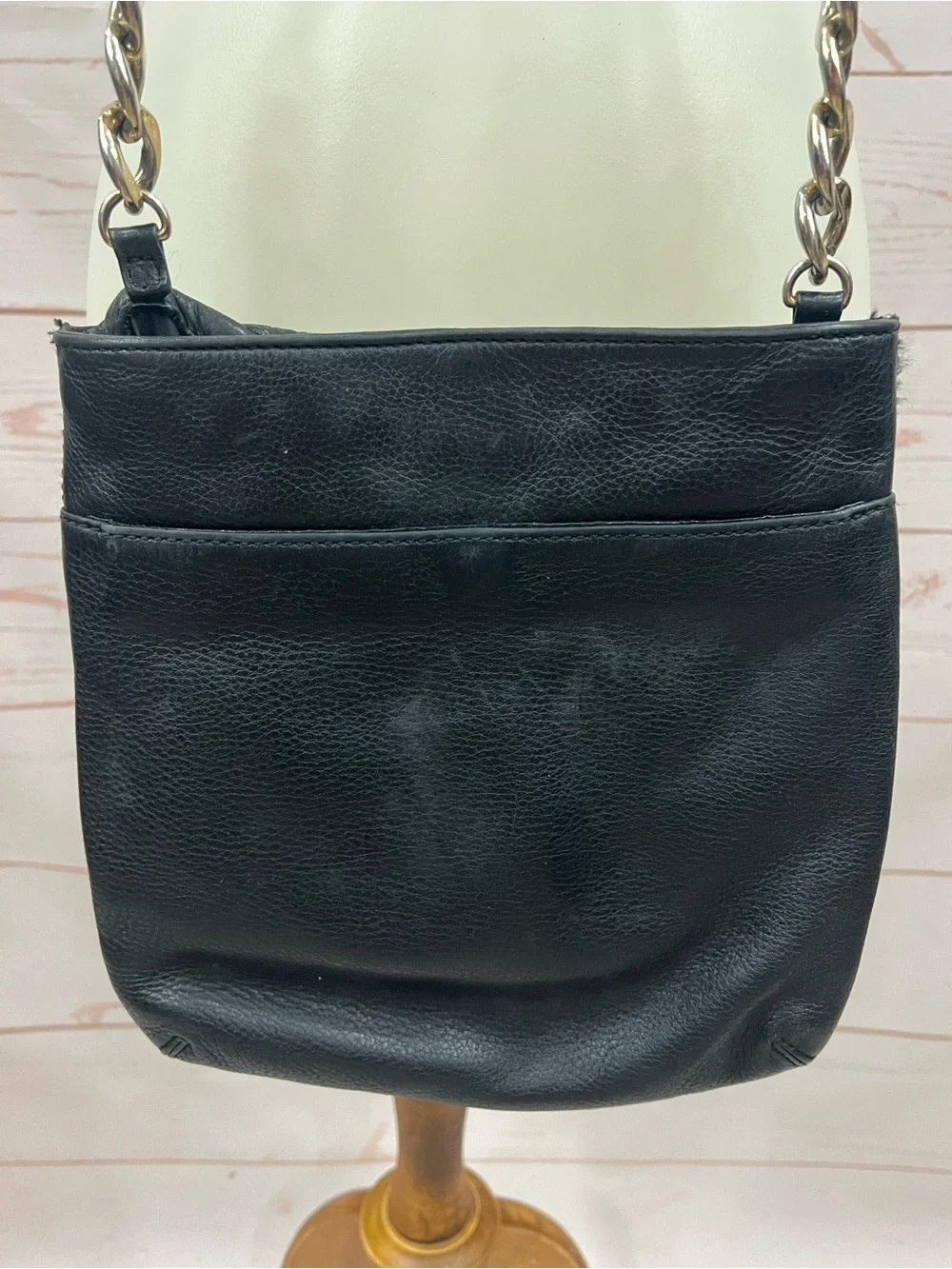 Michael Kors Leather Chain Link Crossbody Bag Front Buckle Detail